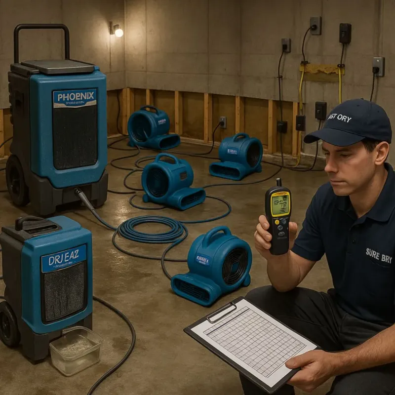 Structural Drying and Dehumidification process in Lampasas County, TX
